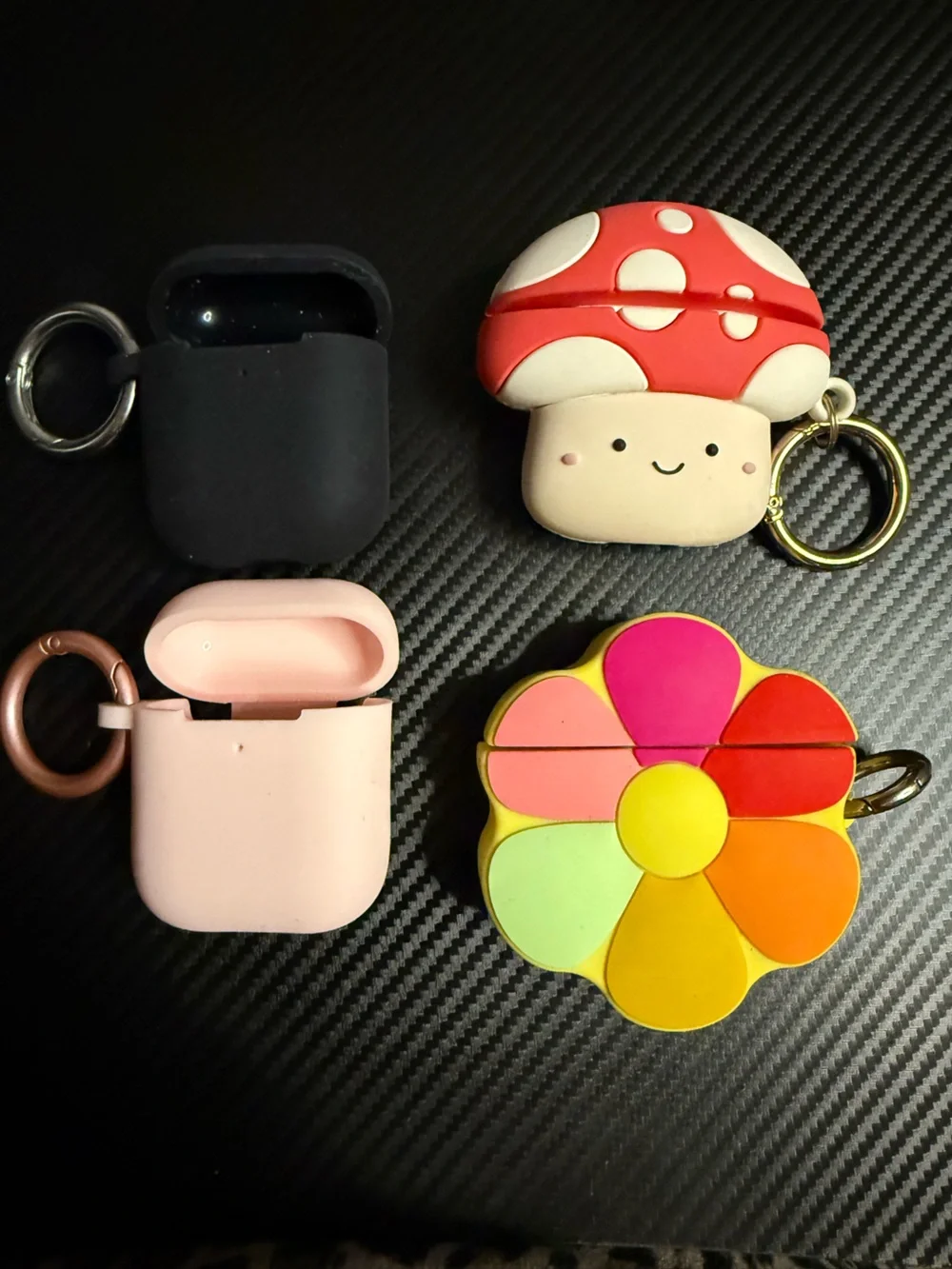Silicone Mushroom & Flower AirPod Case Set in Pink and Multicolor